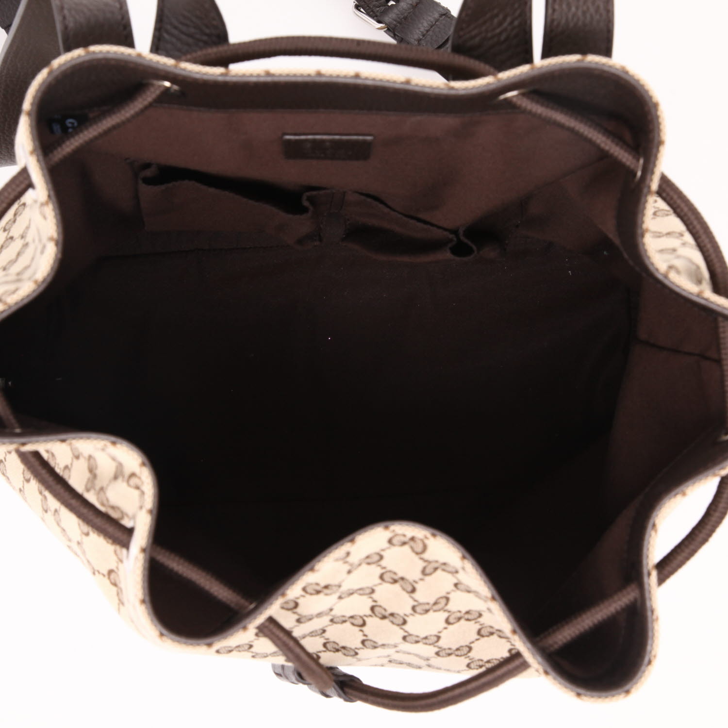 Zaino Gucci  Suprême GG in tela "sûpreme GG" beige e pelle marrone - Detail D3