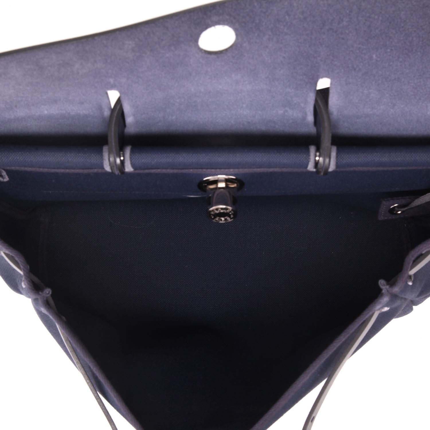 Borsa da spalla o a mano Hermès  Herbag in tela blu e pelle blu - Detail D3
