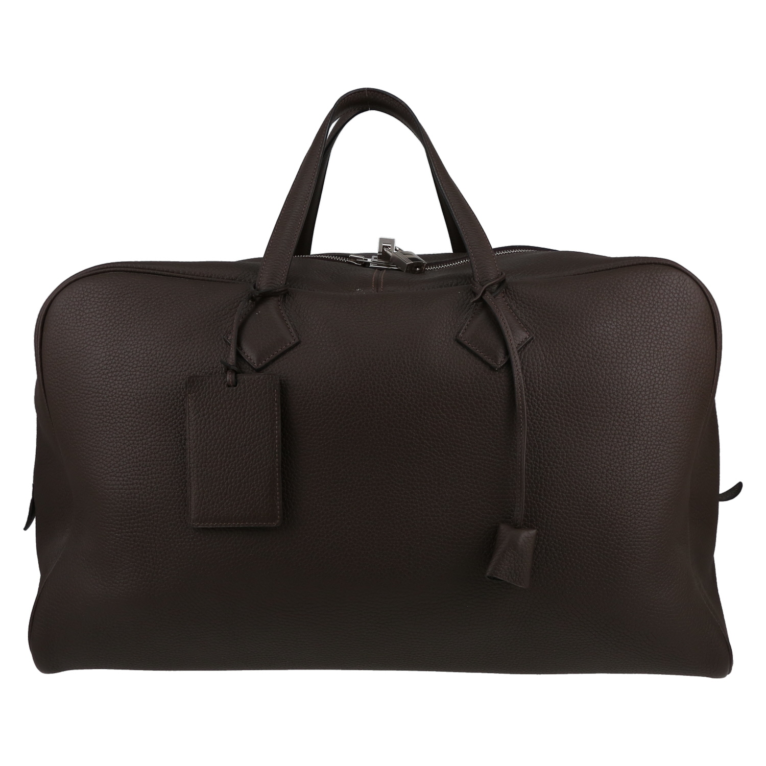Borsa da viaggio Hermès  Victoria in pelle togo marrone - Detail D1