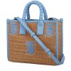 Burberry  Freya shopping bag  in beige raphia  and blue leather - 00pp thumbnail