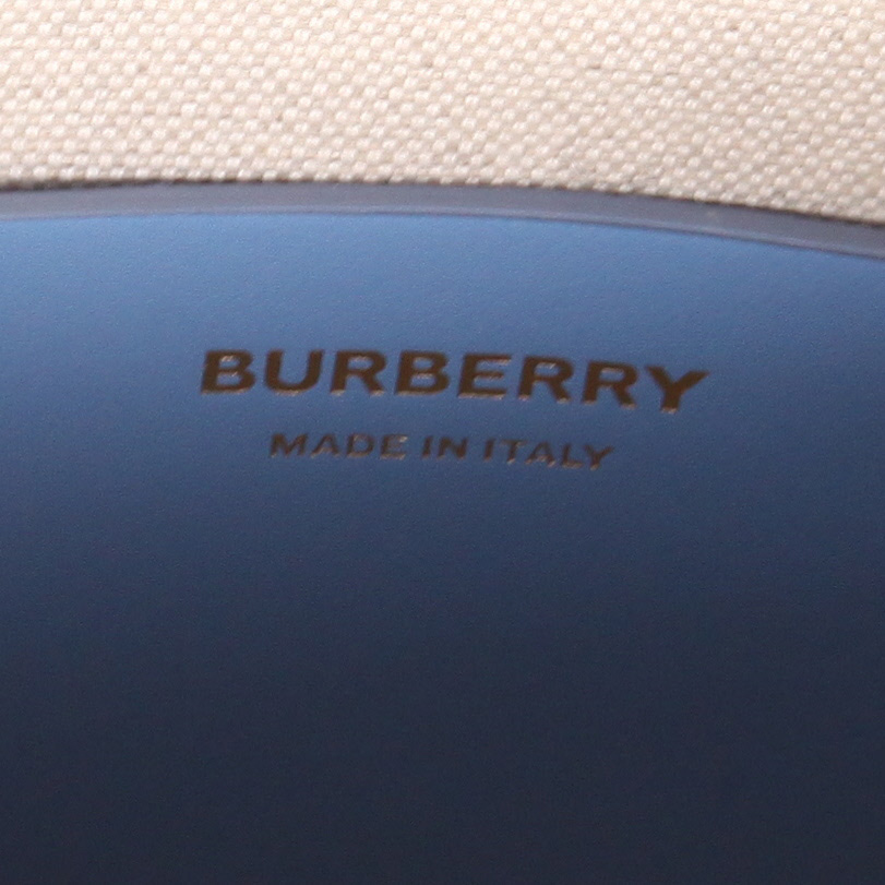 Bolso Cabás Burberry  Freya en raffia beige y cuero azul - Detail D2