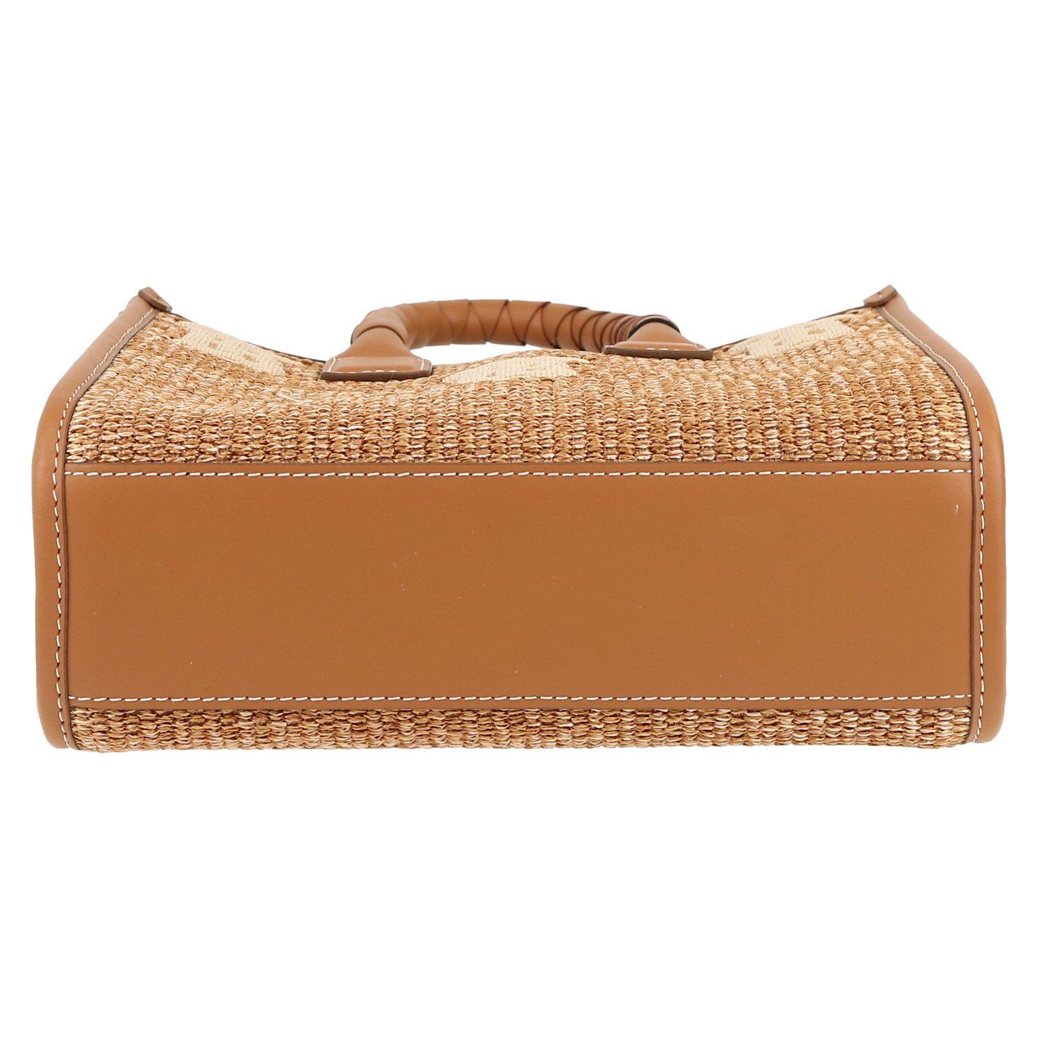 Burberry  Freya handbag  raphia  and beige leather - Detail D1