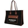 Shopping bag Burberry  Freya modello medio  in tela nera e pelle marrone - 00pp thumbnail