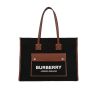 Shopping bag Burberry  Freya modello medio  in tela nera e pelle marrone - 360 thumbnail