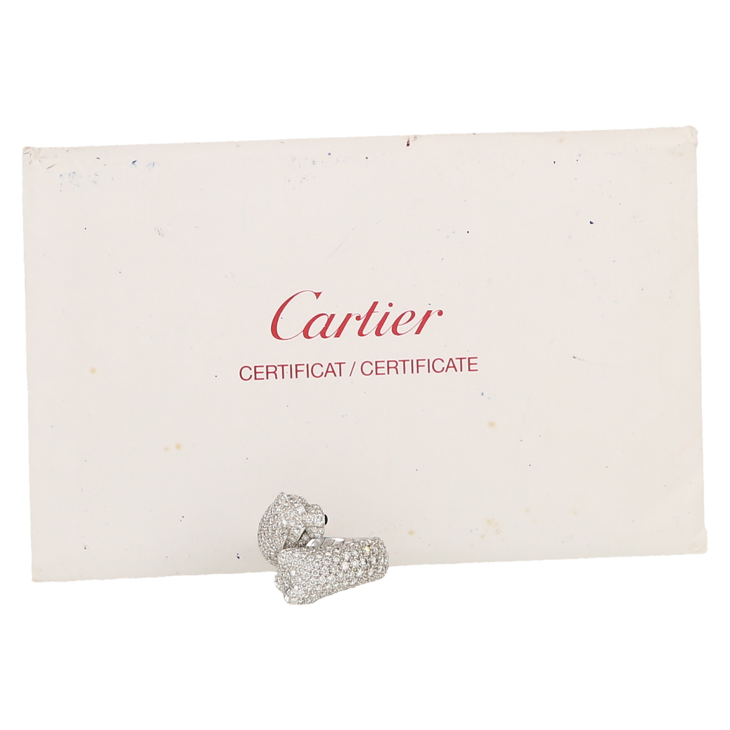 Sortija semirrígida Cartier Panthère Lakarda de oro blanco, diamantes y esmeralda - Detail D2