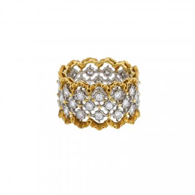 Anello Buccellati Eternelle Rombi in oro giallo, oro bianco e diamanti
