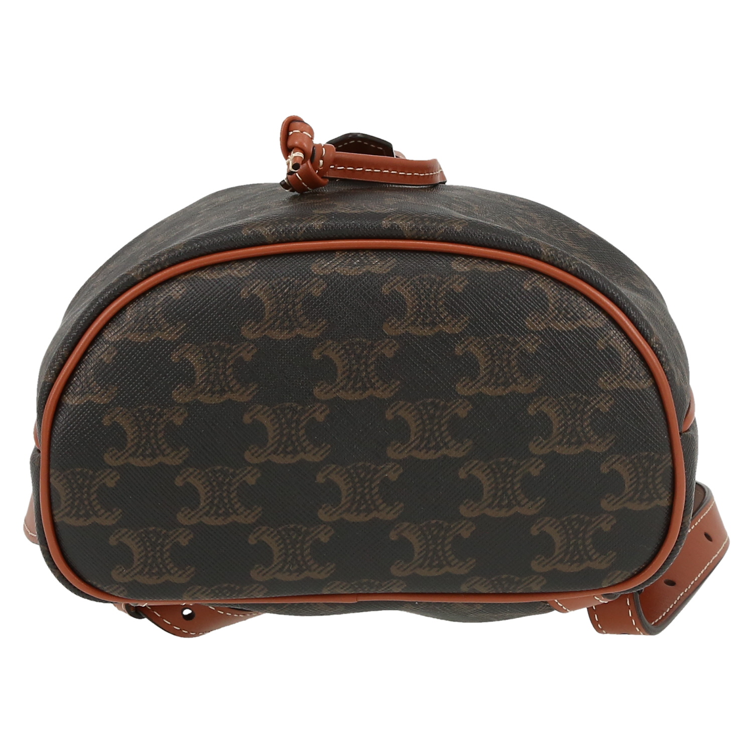 Celine  Folco mini  backpack  "Triomphe" canvas  and brown leather - Detail D1