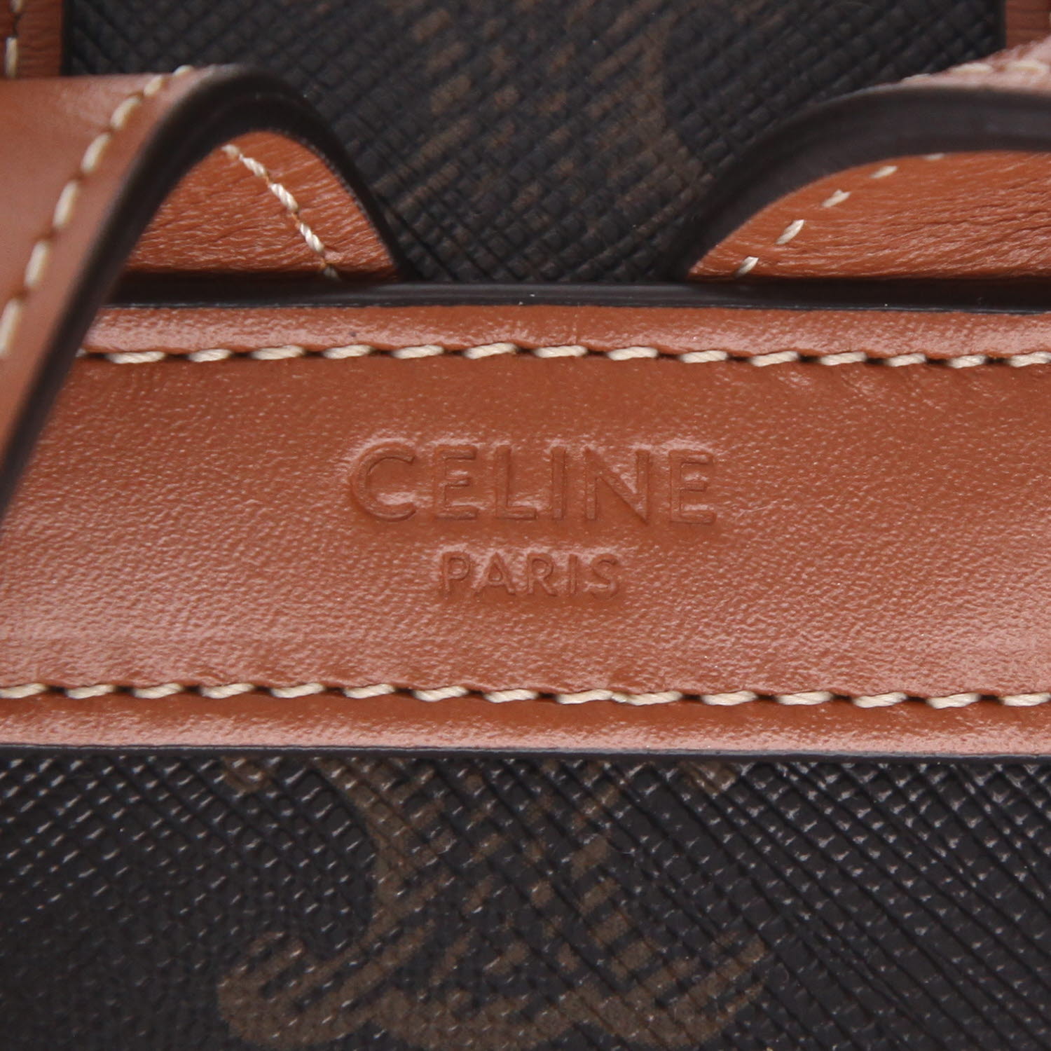 Celine  Folco mini  backpack  "Triomphe" canvas  and brown leather - Detail D2