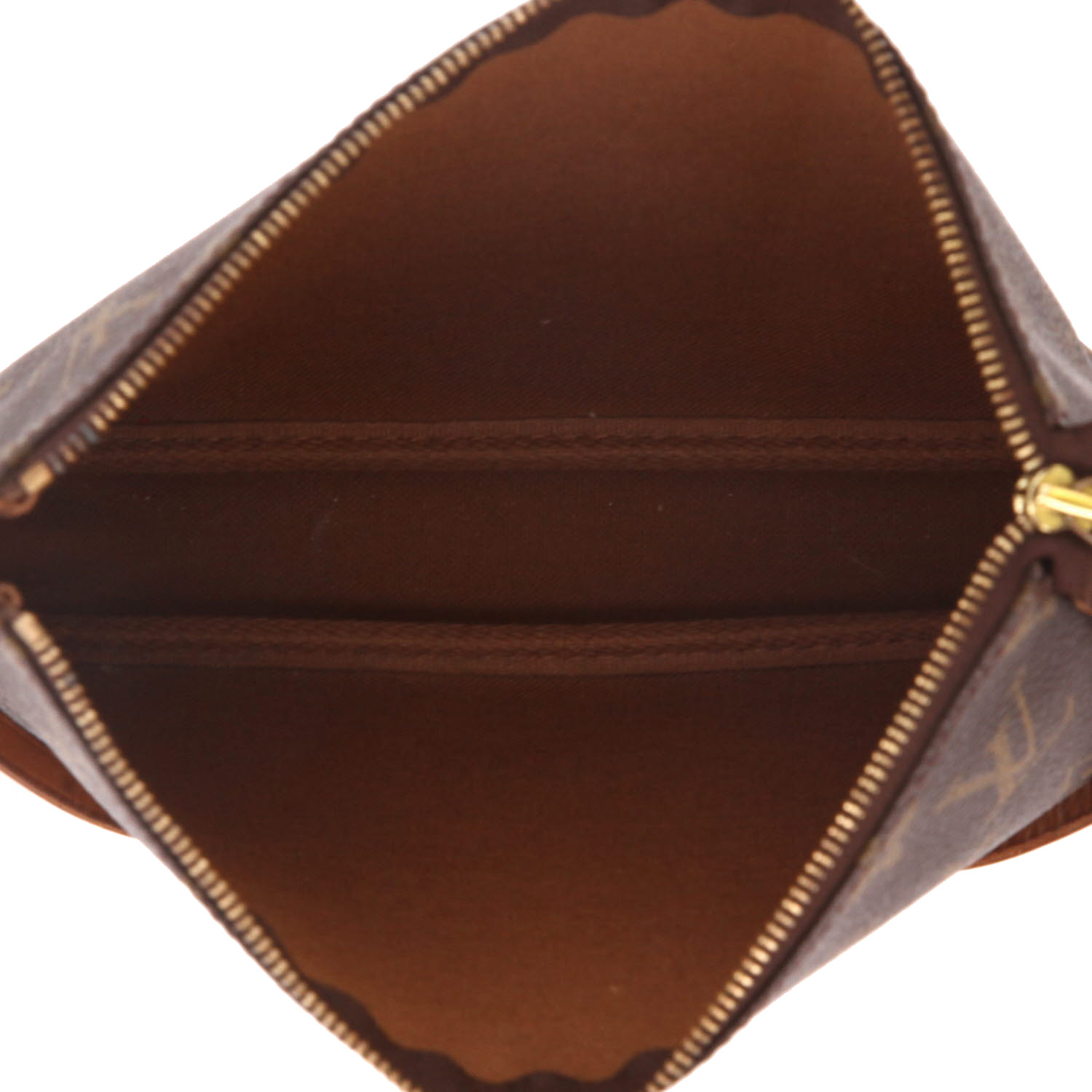 Louis Vuitton  Pochette accessoires pouch  in brown monogram canvas  and natural leather - Detail D3