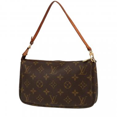 Pochette Louis Vuitton  Pochette accessoires in tela monogram marrone e pelle naturale