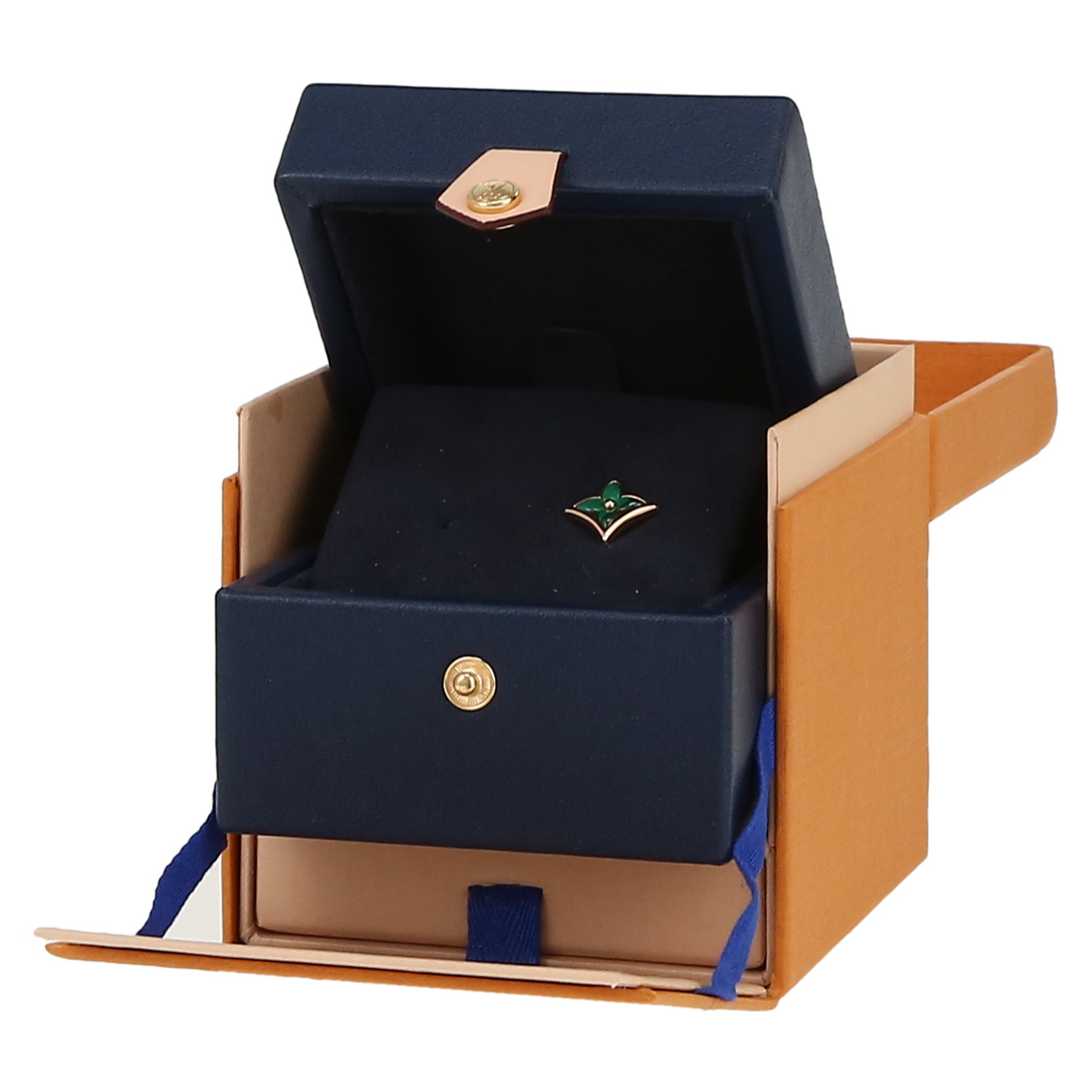 Bijou d'oreille Louis Vuitton Blossom en or rose et malachite - Detail D2