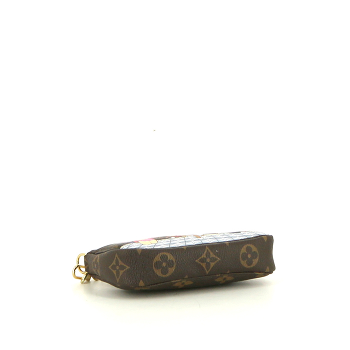 Bolsito de mano Louis Vuitton  Pochette accessoires en lona Monogram marrón y cuero natural - Detail D4