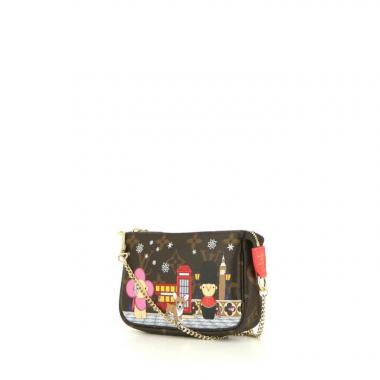 Bolsito de mano Louis Vuitton  Pochette accessoires en lona Monogram marrón y cuero natural