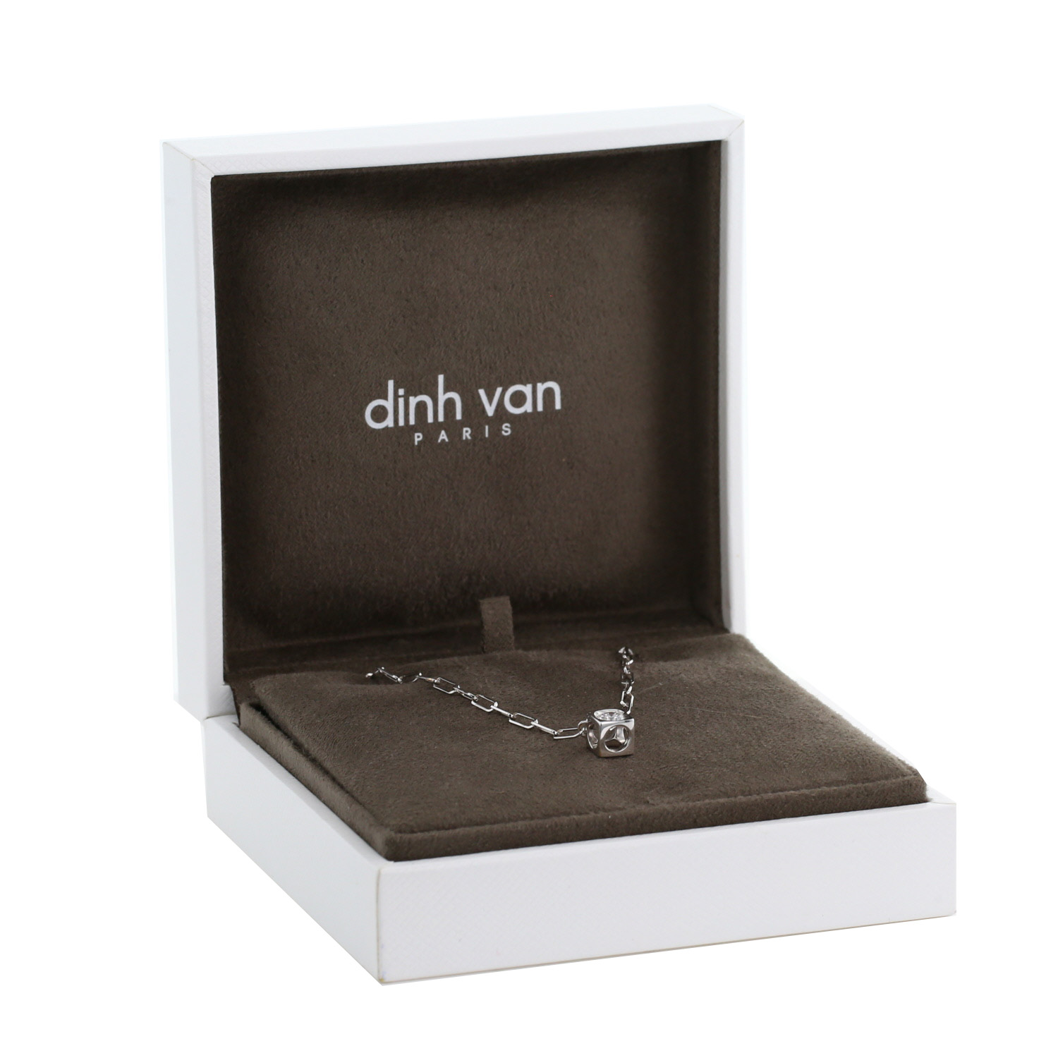 Collier Dinh Van Cube grand modèle en or blanc et diamants - Detail D2