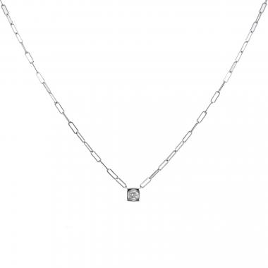 Collana Dinh Van Cube modello grande in oro bianco e diamanti