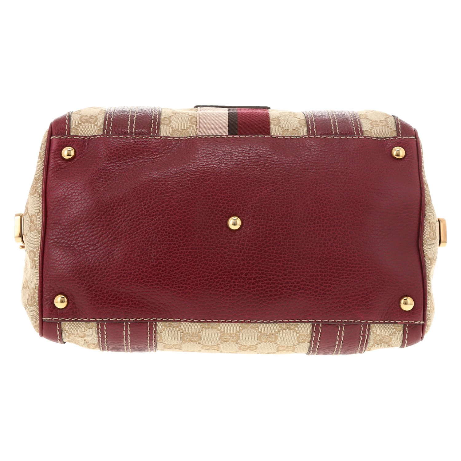 Borsa Gucci  Aviatrix in tela siglata beige e pelle bordeaux - Detail D1