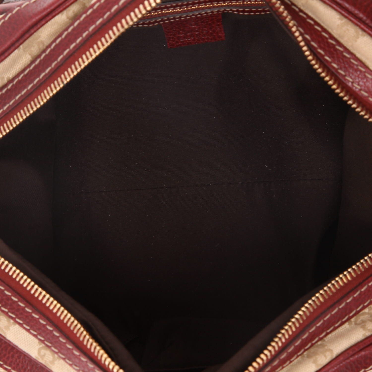 Gucci  Aviatrix handbag  in beige logo canvas  and burgundy leather - Detail D3