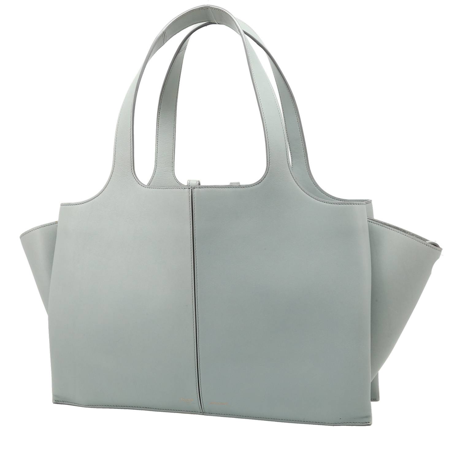 Tri-Fold Shopping Bag In Blue Leather