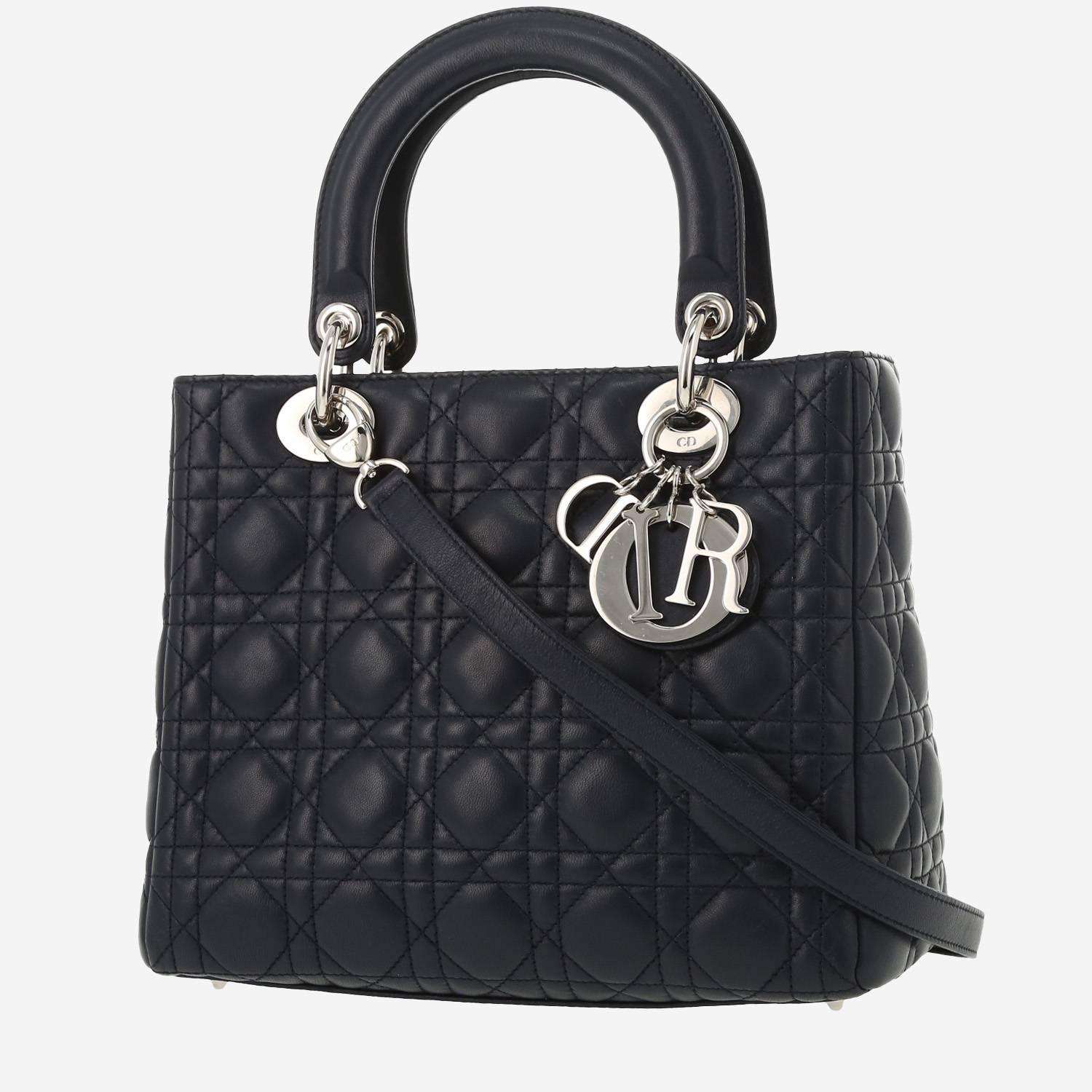 Dior  Lady Dior handbag  in navy blue leather cannage