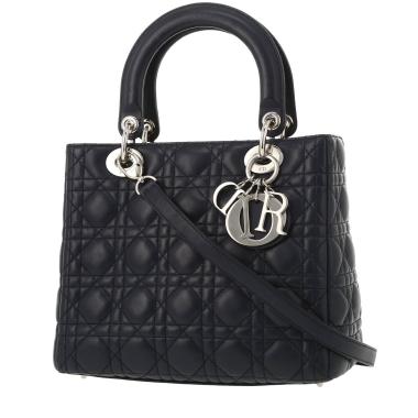 Bolso de mano Dior  Lady Dior en cuero cannage azul marino