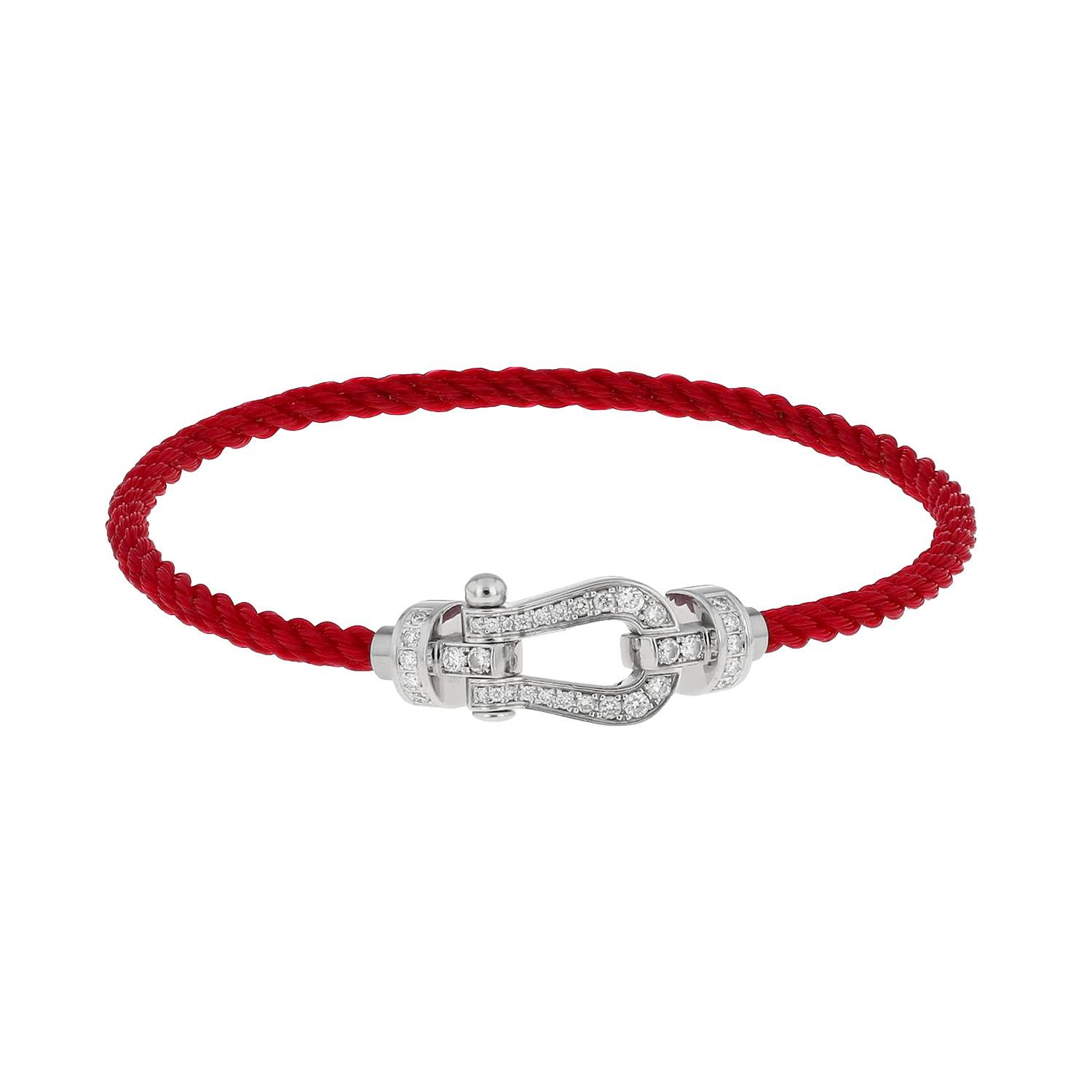 bracelet fred force 10 moyen modèle en or blanc, diamants et nylon