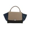 Celine  Trapeze handbag  in black and taupe leather  and blue suede - 360 thumbnail