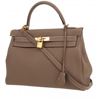 Borsa Hermès  Kelly 32 cm in pelle togo etoupe