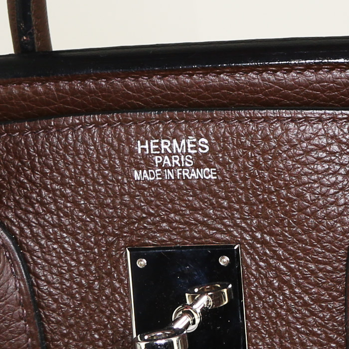 Bolso de mano Hermes Birkin 35 cm en cuero togo marrón - Detail D3
