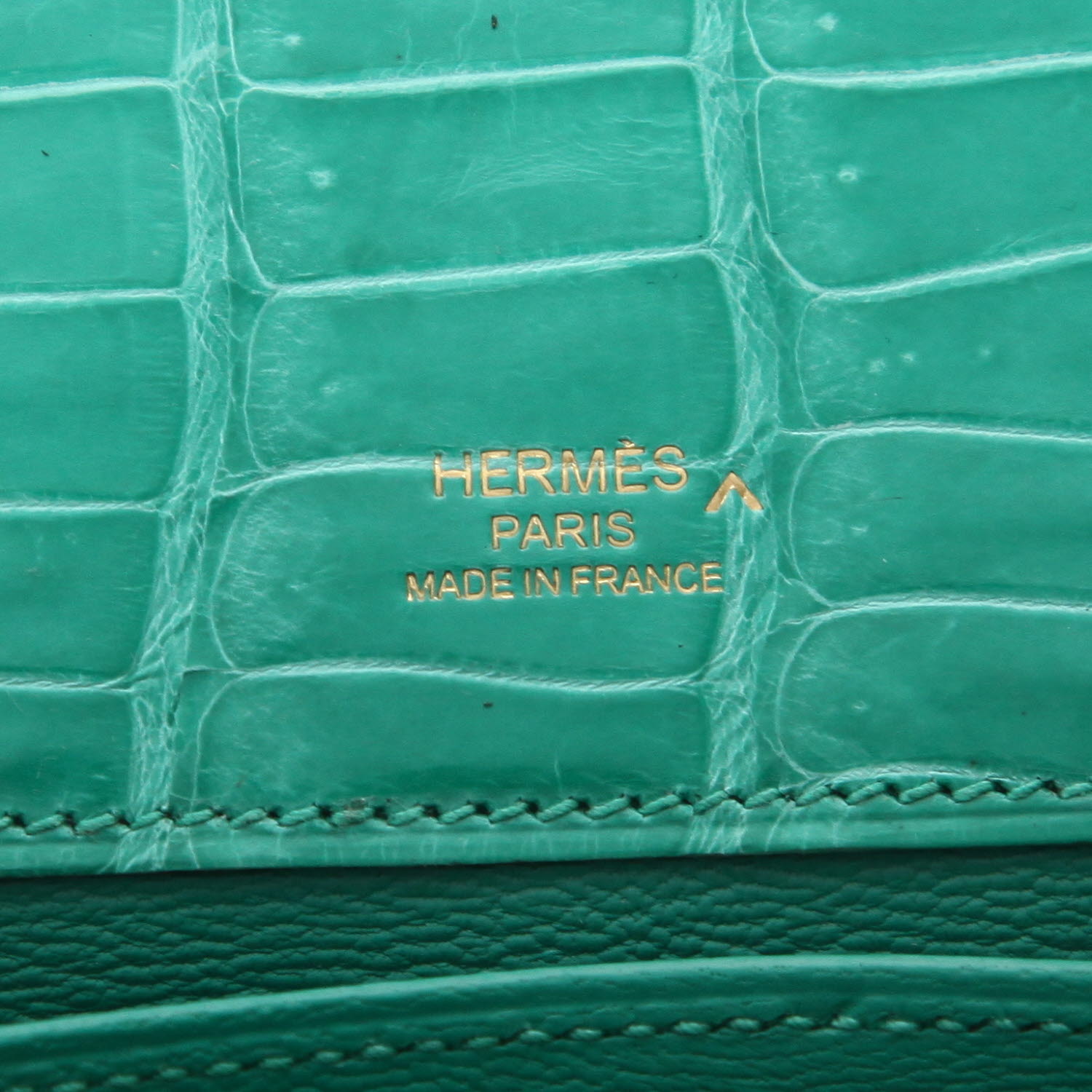 Pochette Hermès  Kelly Cut en crocodile porosus Vert Emeraude - Detail D2
