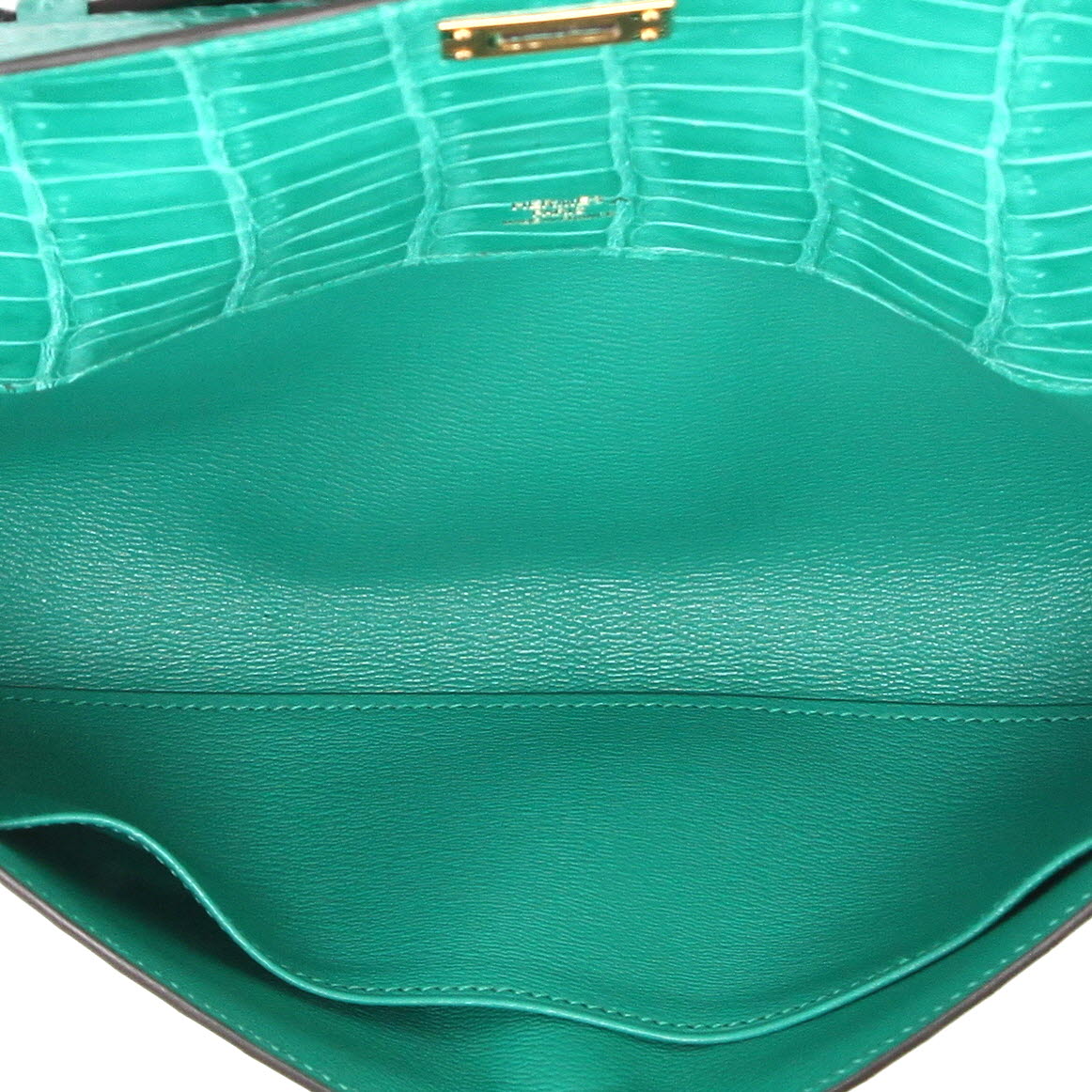 Pochette Hermès  Kelly Cut in coccodrillo marino Vert Emeraude - Detail D3