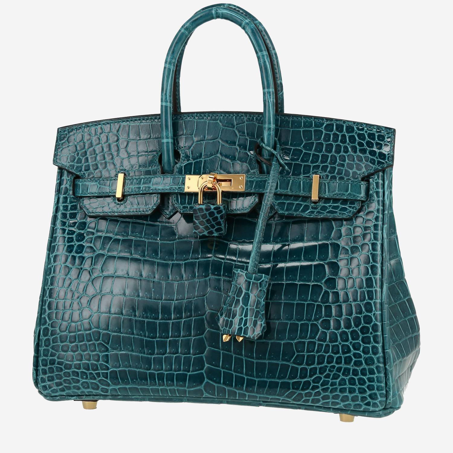 Borsa Hermès  Birkin 25 cm in coccodrillo marino verde