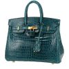 Bolso de mano Hermès  Birkin 25 cm en cocodrilo porosus verde - 00pp thumbnail