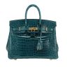 Hermès  Birkin 25 cm handbag  in Bosphore green porosus crocodile - 360 thumbnail