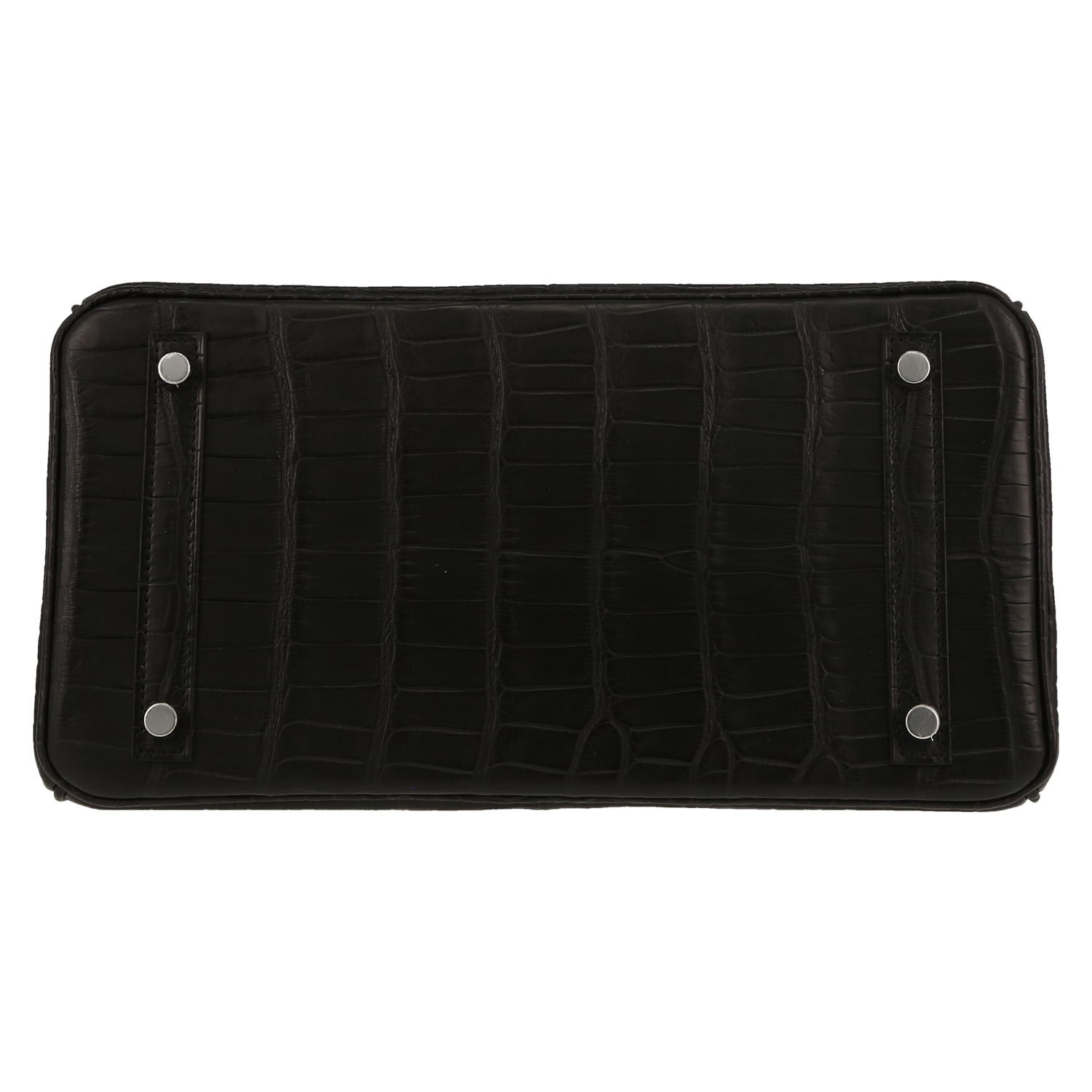 Bolso de mano Hermès  Birkin 30 cm en cocodrilo porosus negro - Detail D1