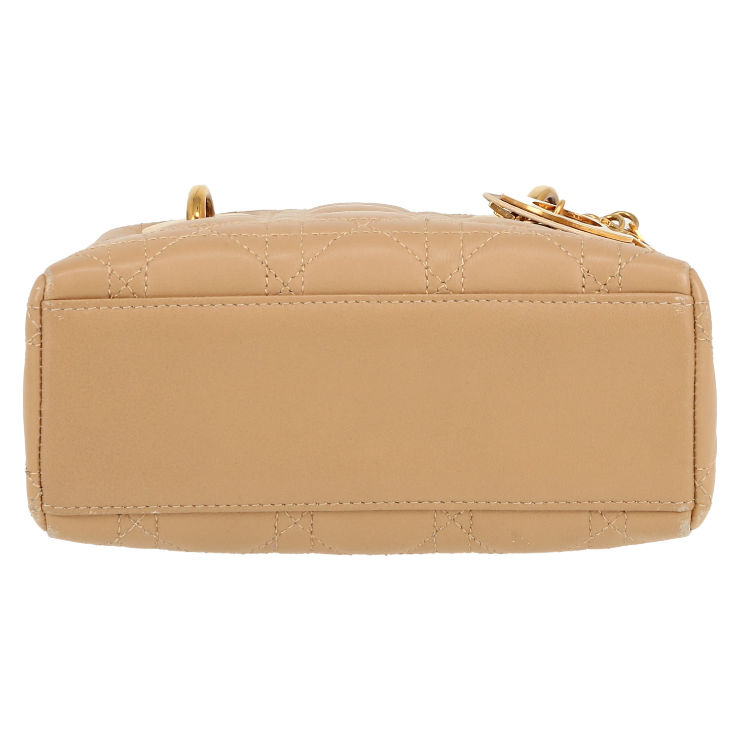 Dior  Lady Dior mini  handbag  in beige leather cannage - Detail D1