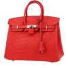 Bolso de mano Hermès  Birkin 25 cm en aligátor rojo Geranium - 00pp thumbnail