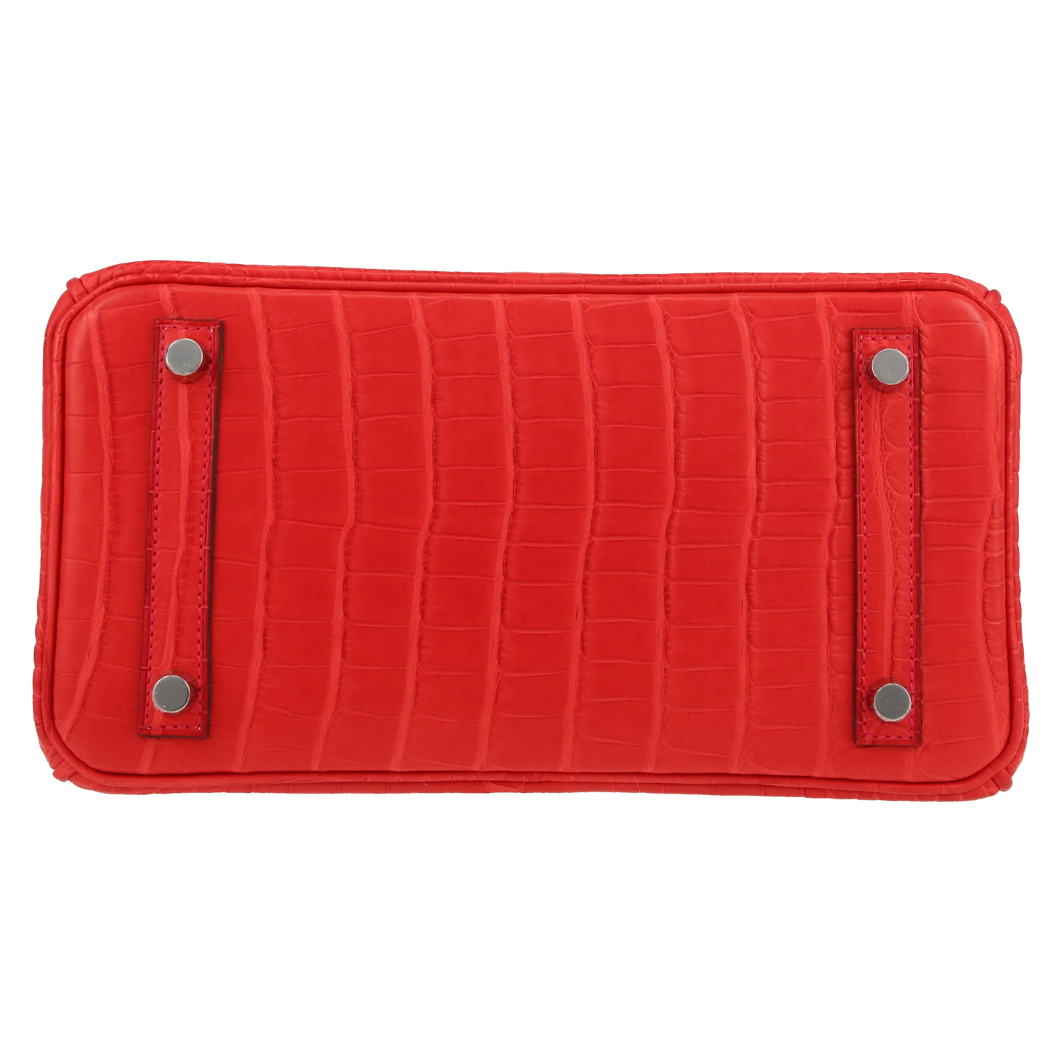 Borsa Hermès  Birkin 25 cm in alligatore rosso Geranium - Detail D1