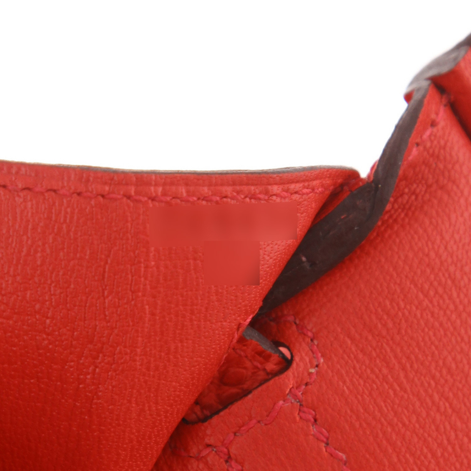 Bolso de mano Hermès  Birkin 25 cm en aligátor rojo Geranium - Detail D4