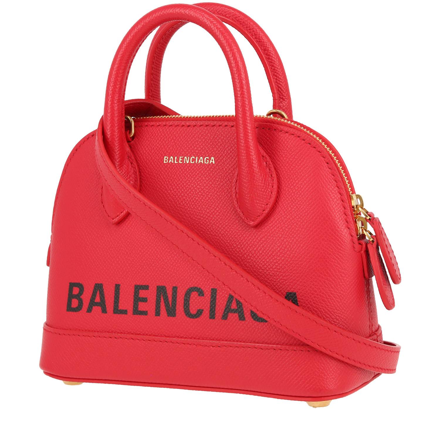 Balenciaga Ville Top Handle mini shoulder bag in red grained leather