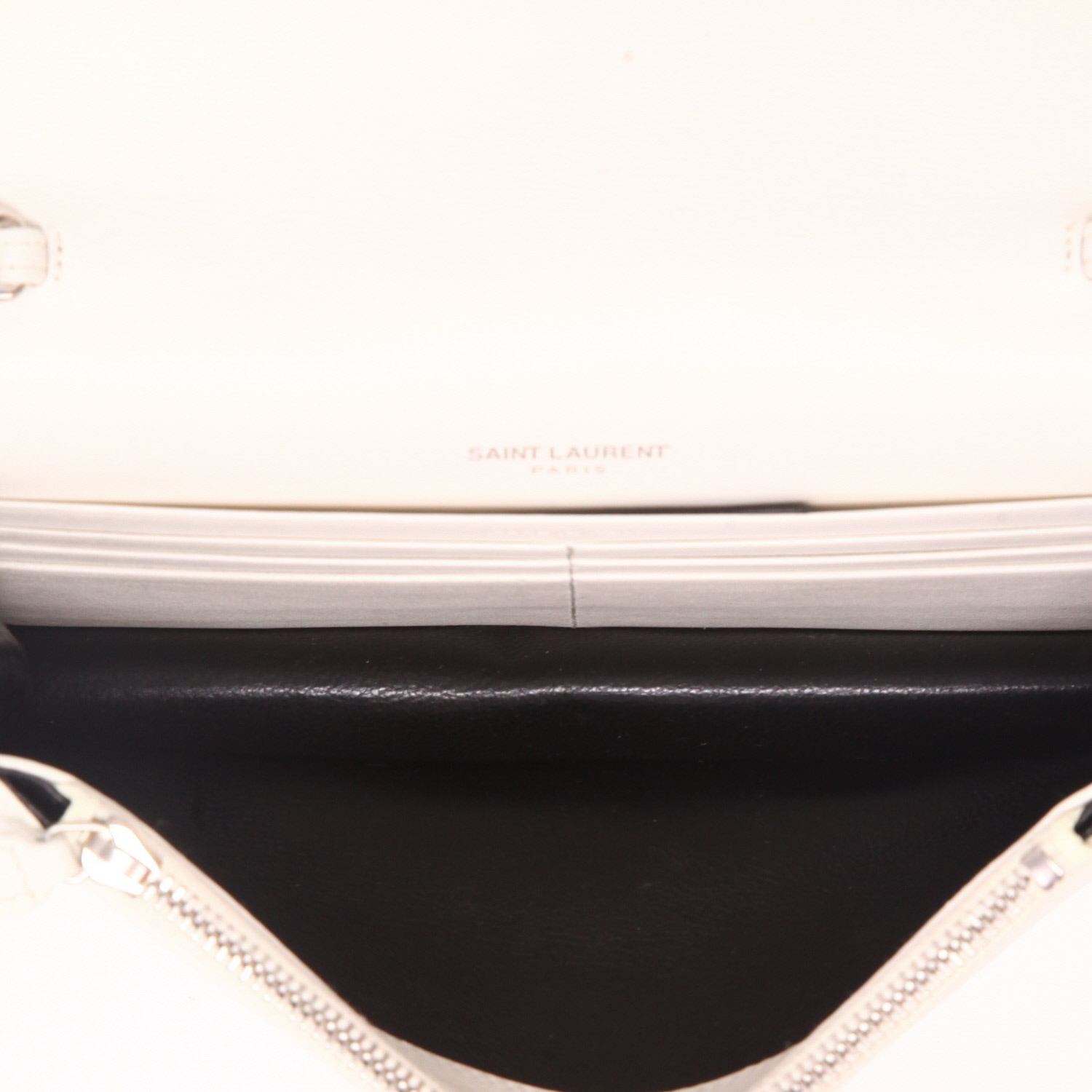 Bolso bandolera Saint Laurent  Kate Pompon en cuero blanco - Detail D3