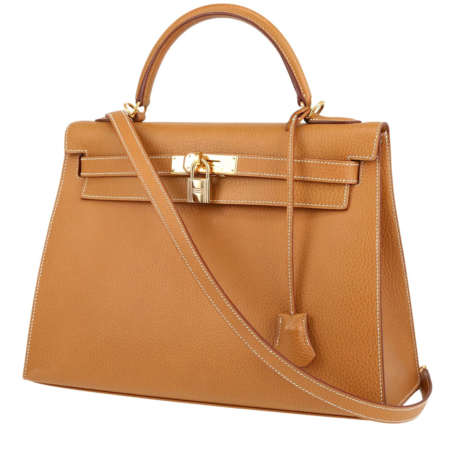 Borsa Hermès  Kelly 32 cm in pelle Fjord gold