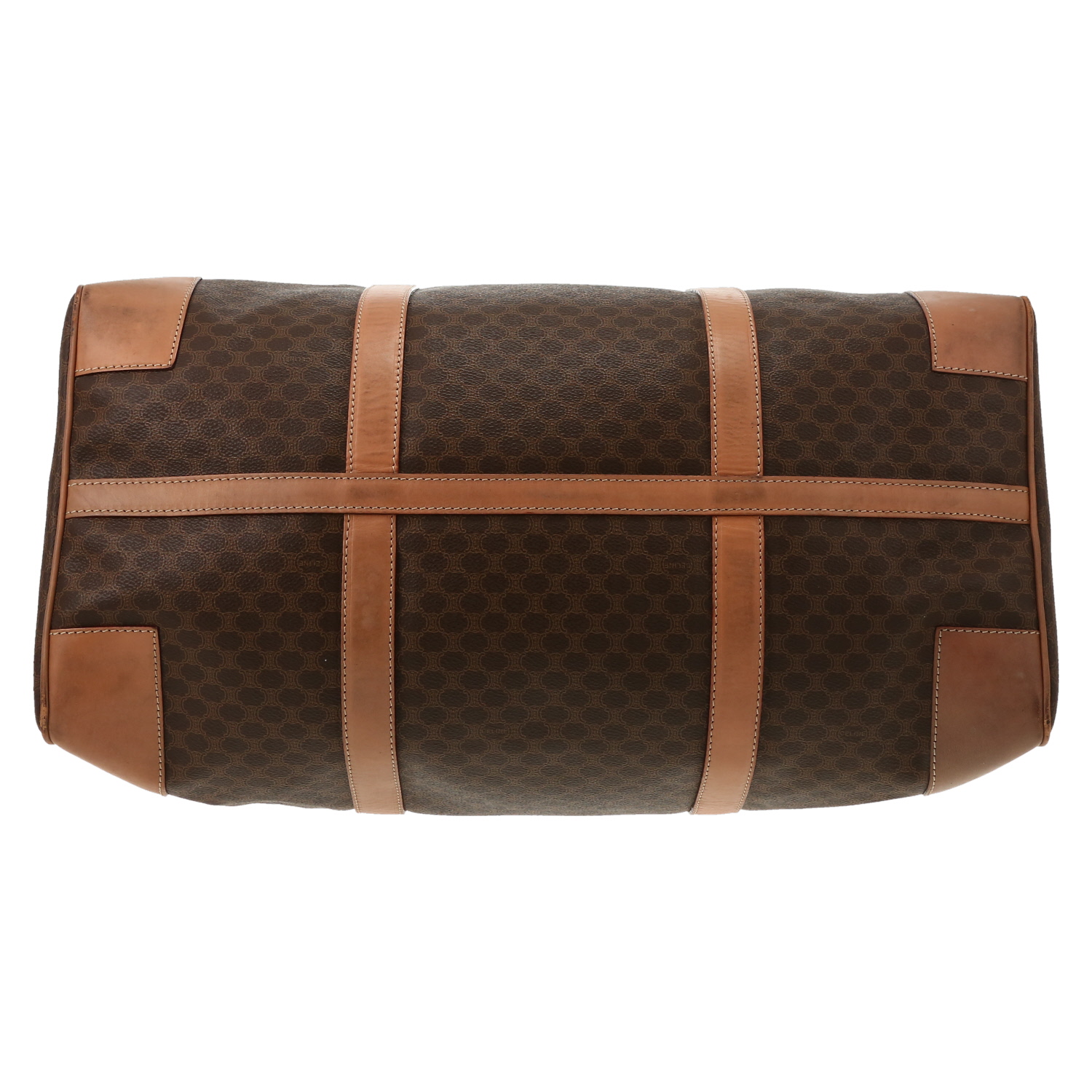 Celine   travel bag  in brown logo canvas  and natural leather - Detail D1