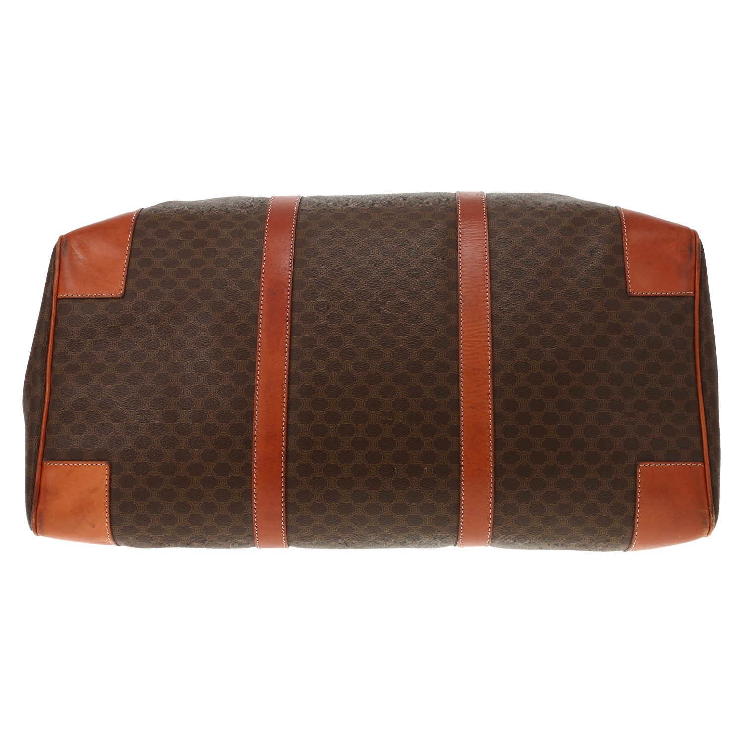 Borsa da viaggio Celine   in tela "Triomphe" marrone e pelle marrone - Detail D1