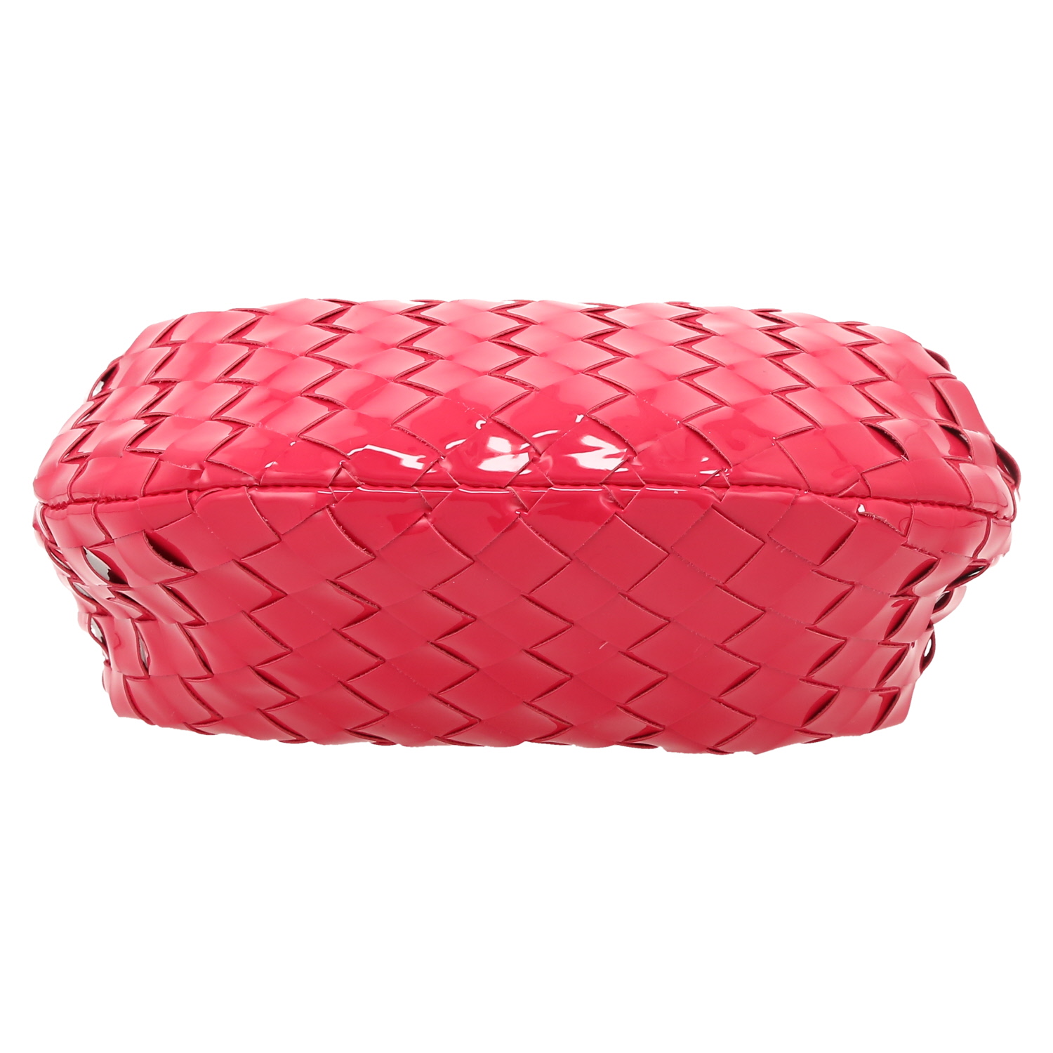 Borsa Bottega Veneta  Jodie in pelle verniciata intrecciata rosa - Detail D1