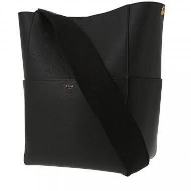 Sac bandoulière Celine  Sac Sangle en cuir grainé noir