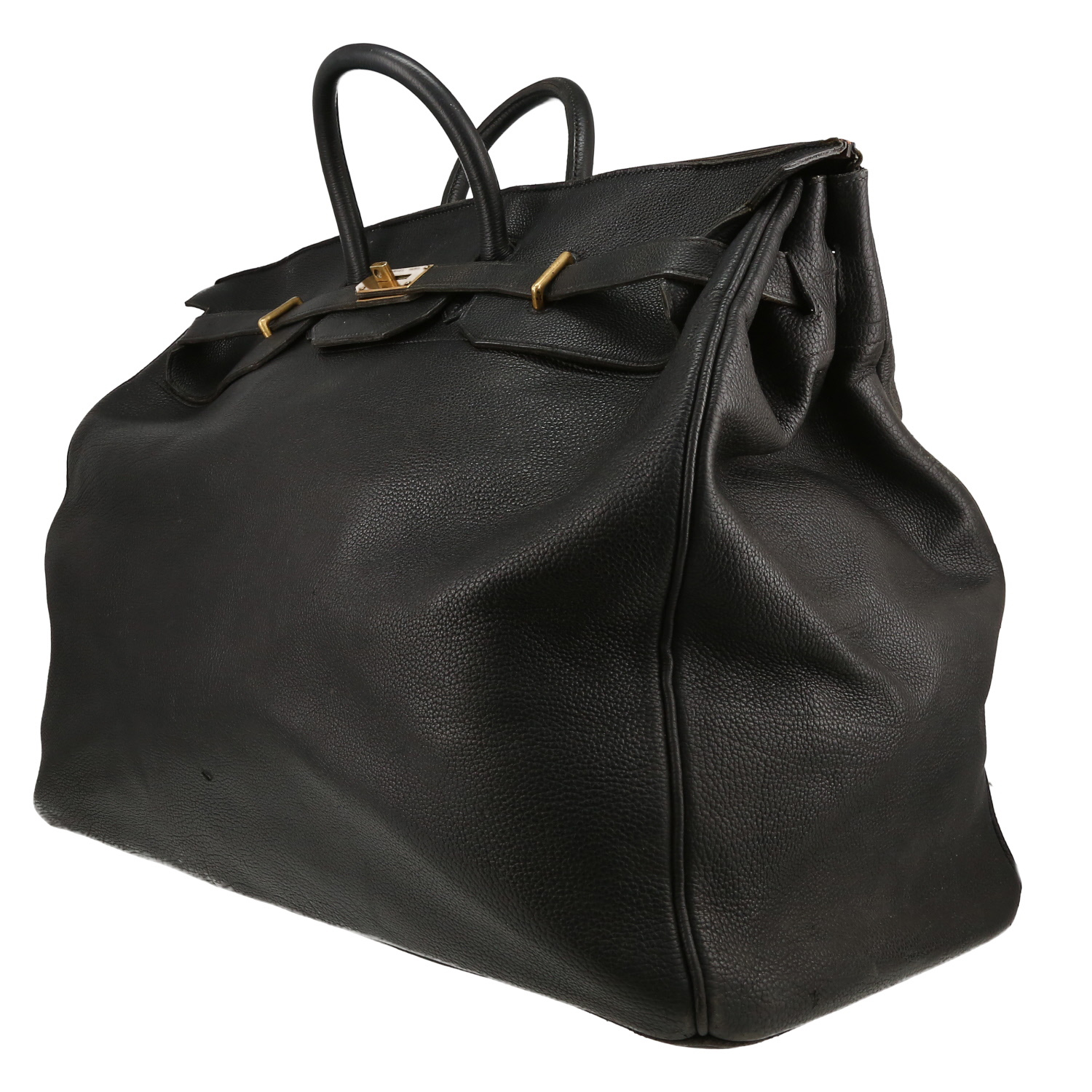 Borsa da viaggio Hermès  Haut à Courroies in pelle Ardenne nera - Detail D2