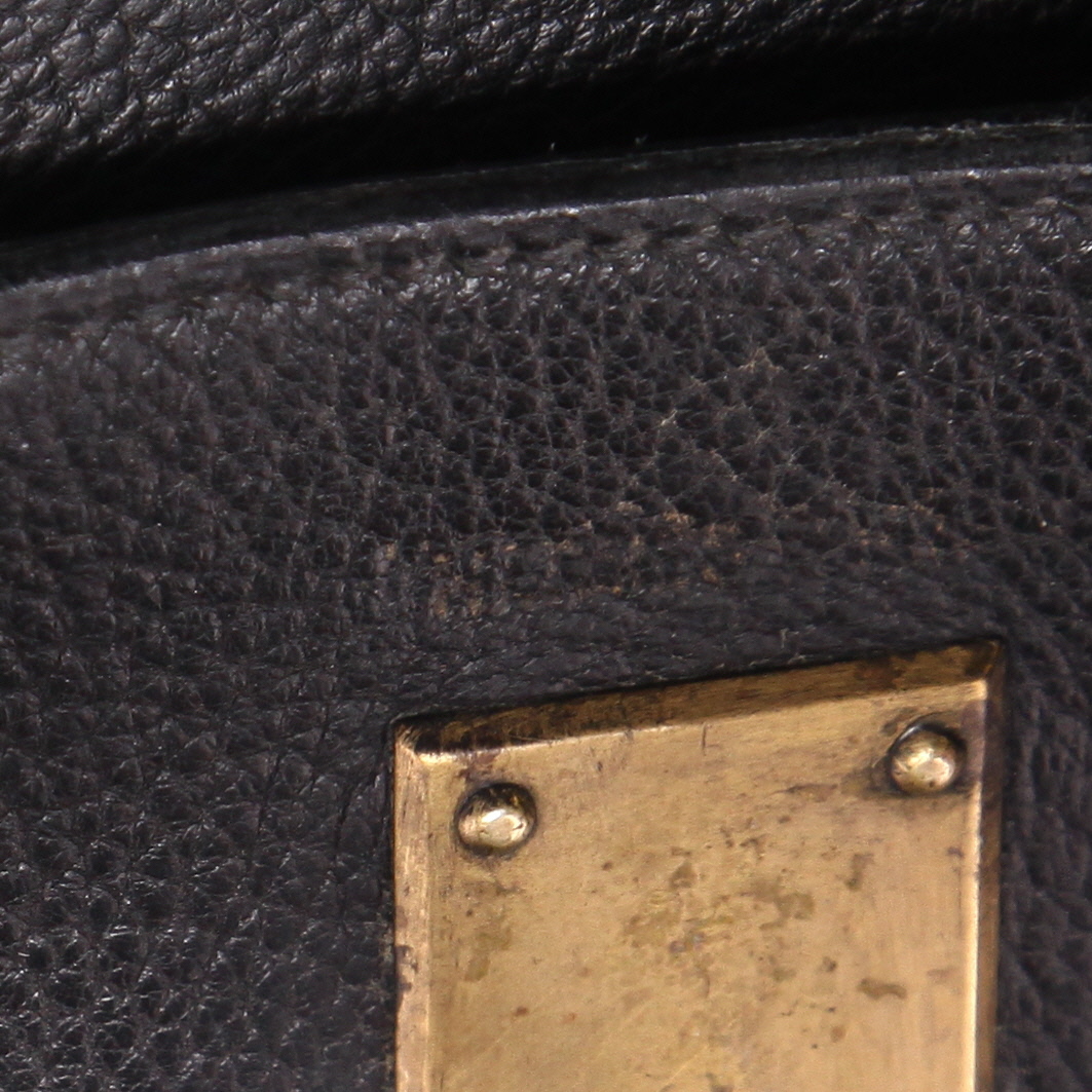 Borsa da viaggio Hermès  Haut à Courroies in pelle Ardenne nera - Detail D6