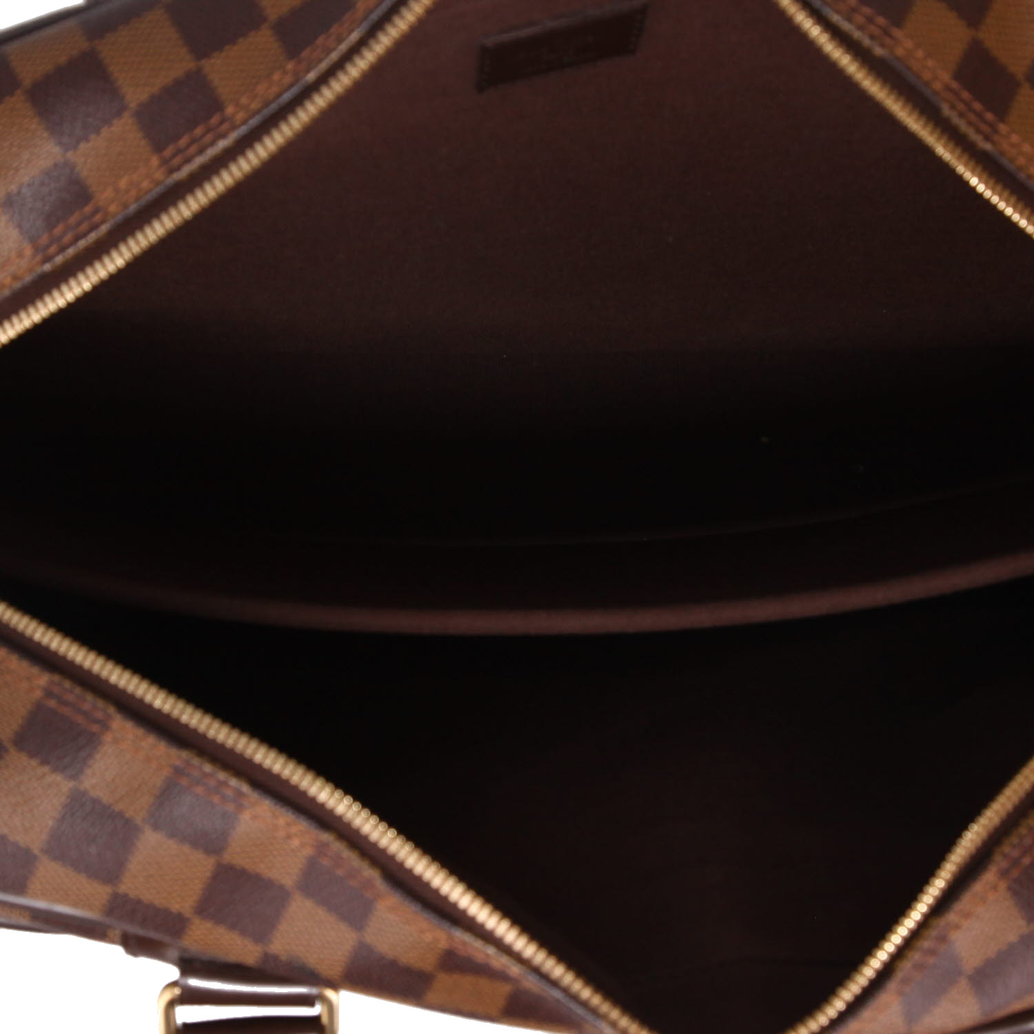 Sac bandoulière Louis Vuitton  Icare en toile damier ébène et cuir marron - Detail D3