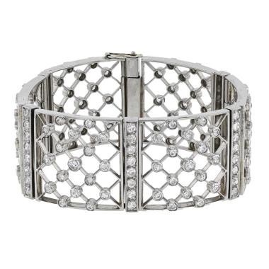 Vintage   1920's cuff bracelet in platinium and diamonds