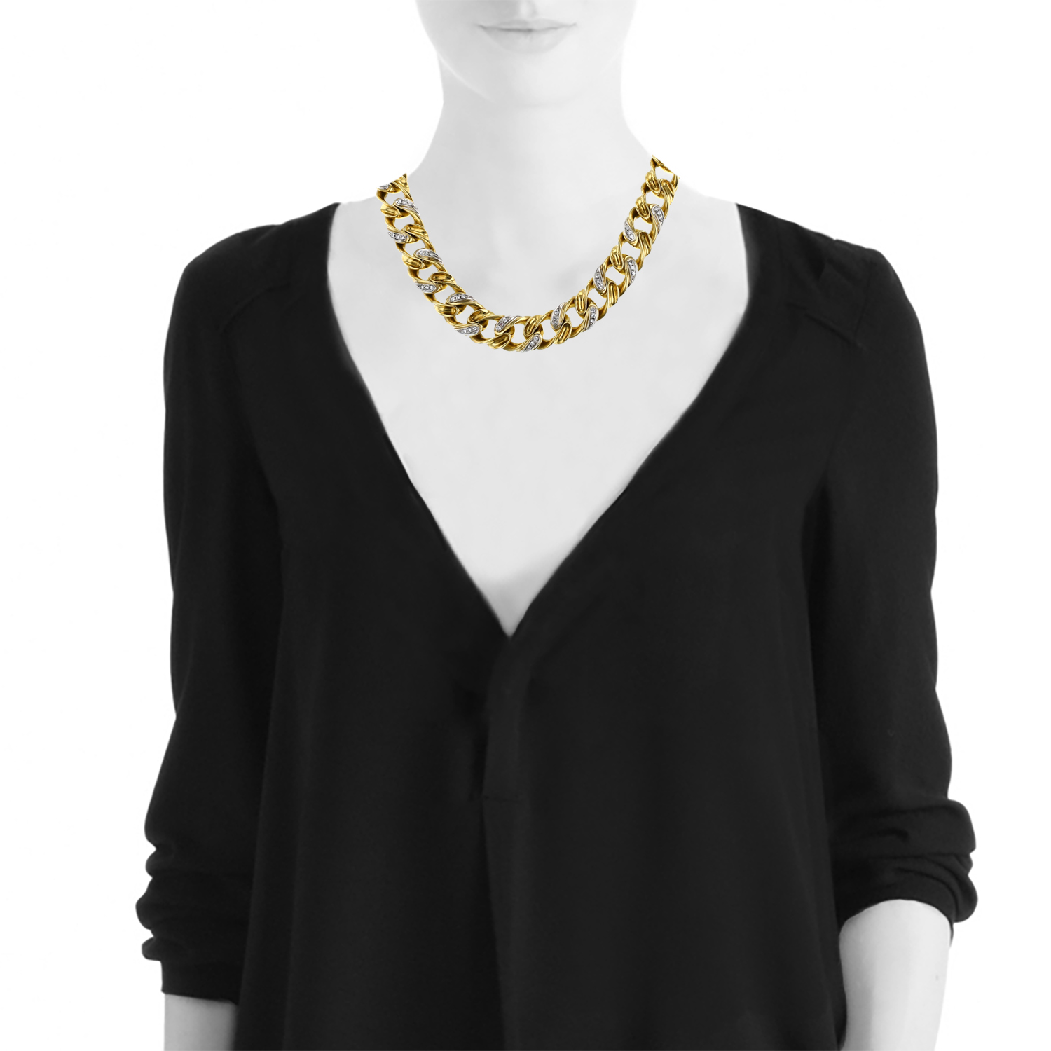 Vintage  necklace in yellow gold and diamonds - Detail D1